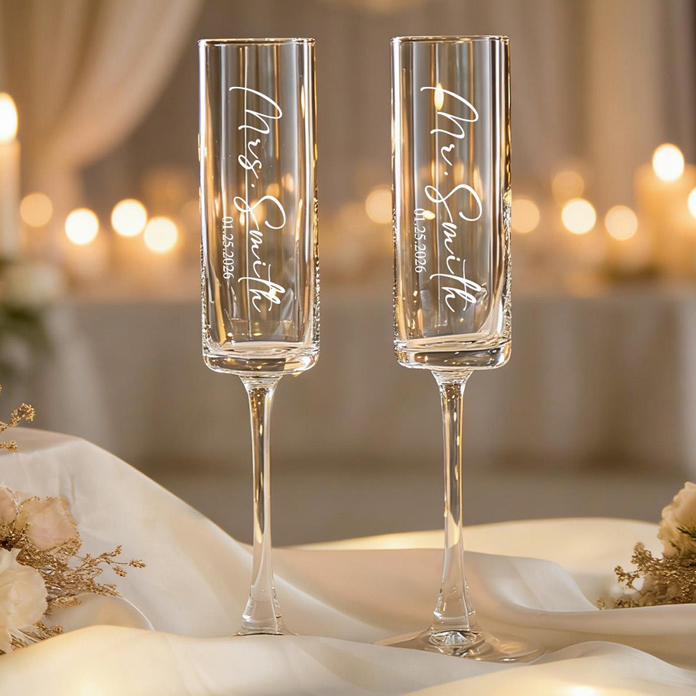 Champagne Flute Pair - كؤوس شمبانيا مخصصة لحفلات الزفاف، هدايا