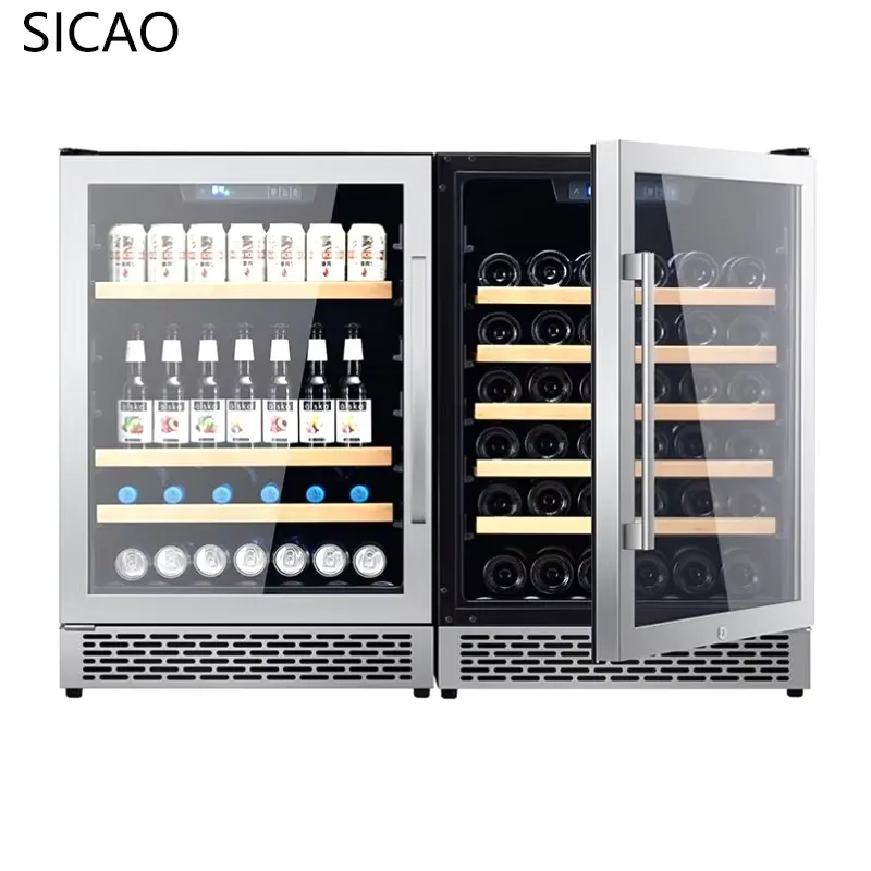 Wine Beer Fridge Dual Zone - ثلاجة مشروبات زجاجية ببابين لعرض النبيذ
