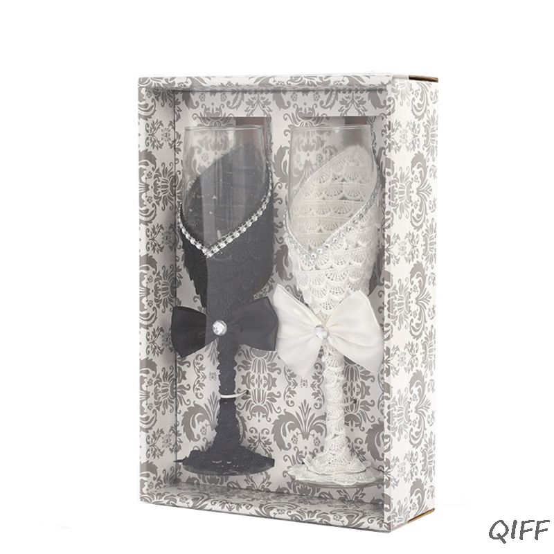 Champagne Flute Pair - 1 زوج اليدوية فستان الزفاف الشمبانيا