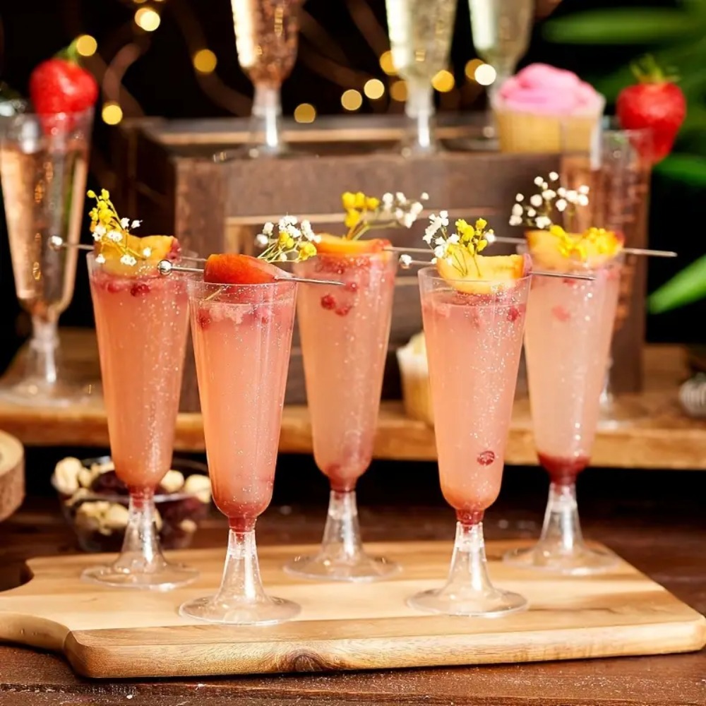 10 قطعة من البلاستيك الشفاف كأ - مراجعة Champagne Flute Pair وسعره