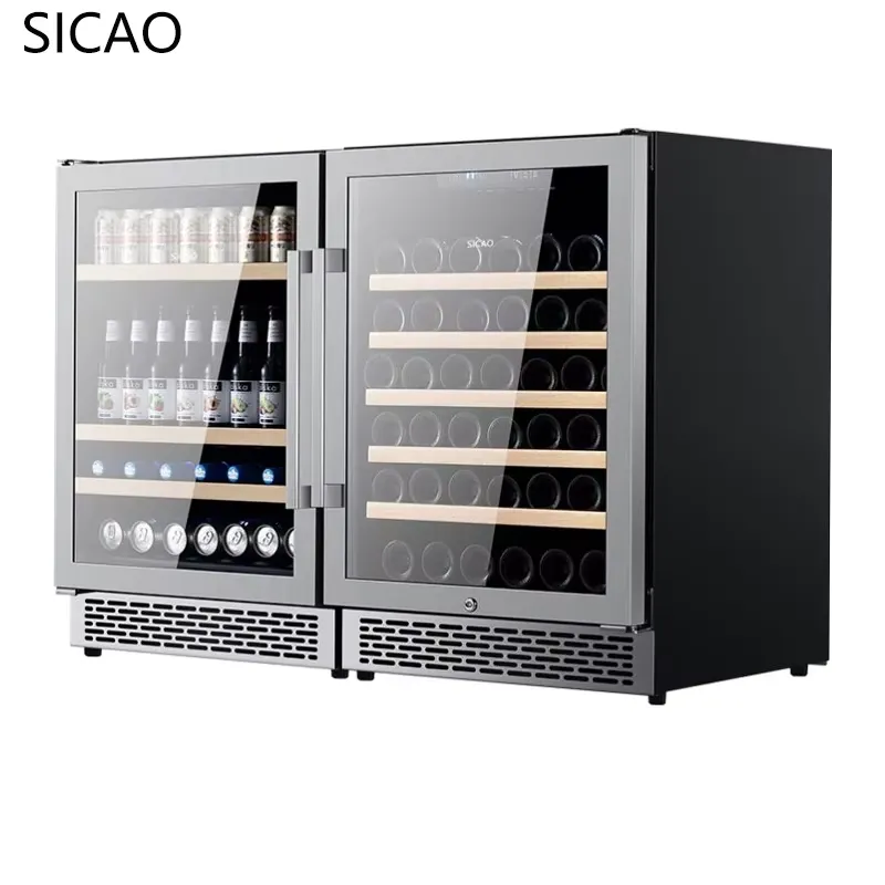 ثلاجة مشروبات زجاجية ببابين لع - مراجعة Wine Beer Fridge Dual Zone وسعره