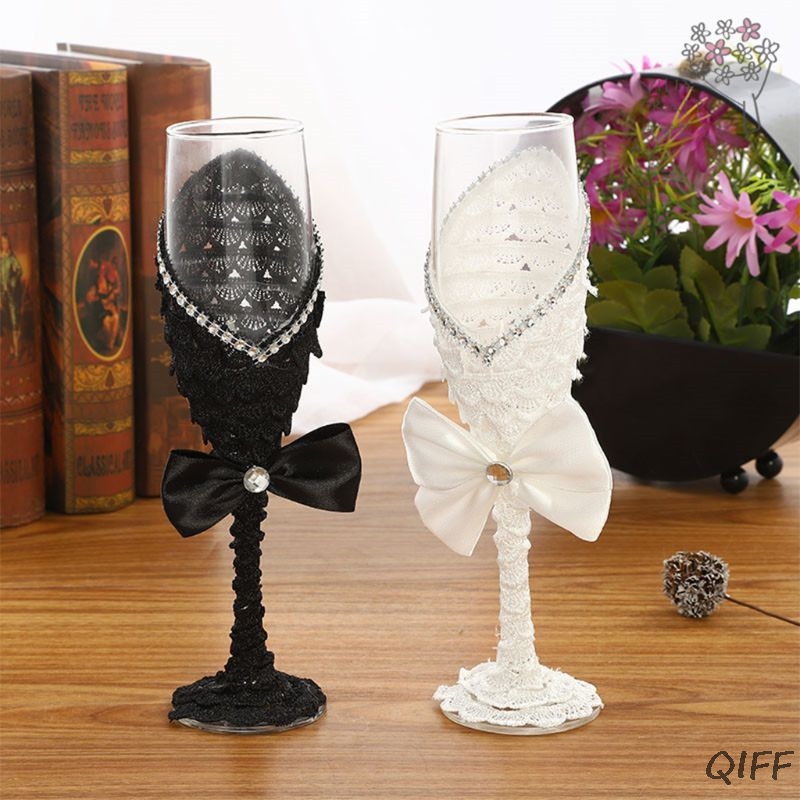 1 زوج اليدوية فستان الزفاف الش - مراجعة Champagne Flute Pair وسعره