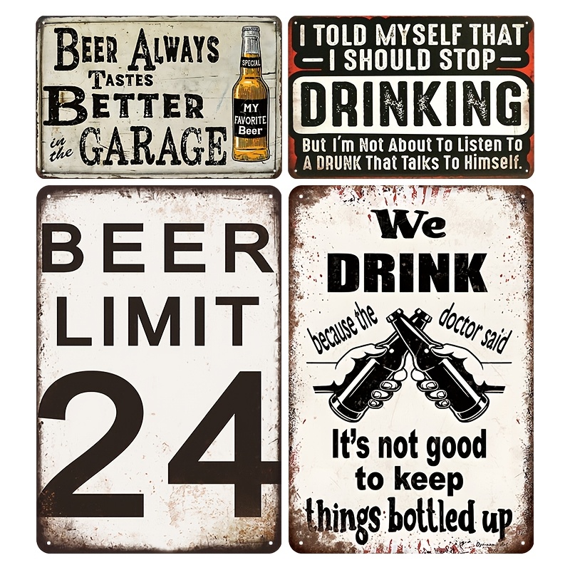 4 قطع لافتات معدنية عتيقة للبي - مراجعة Wine Beer Pub وسعره