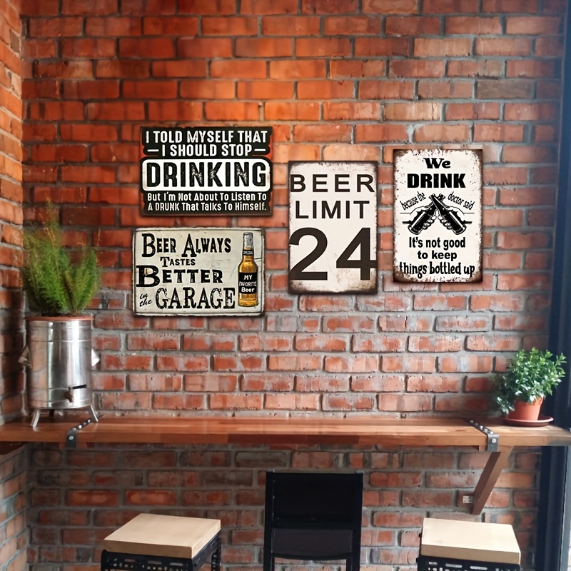 4 قطع لافتات معدنية عتيقة للبي - مراجعة Wine Beer Pub وسعره