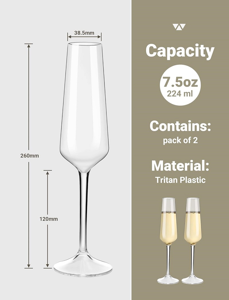 مايكلي غير قابلة للكسر مزامير  - مراجعة Champagne Flute Pair وسعره
